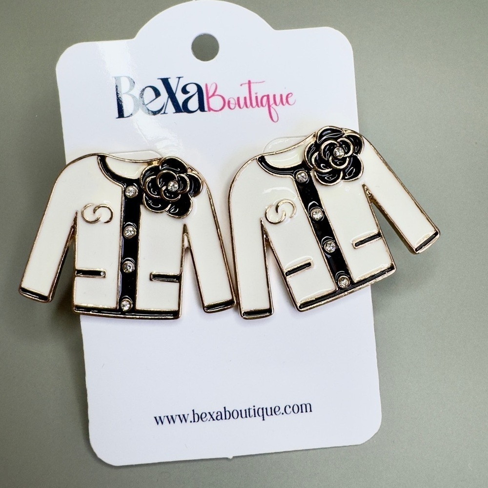 Black and White Jacket Earrings